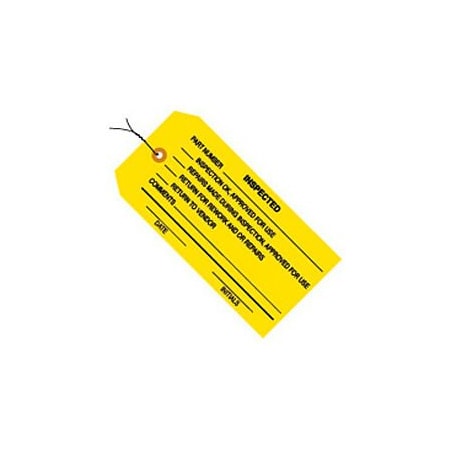 Box Packaging Inspection Tag Inspected Pre WiredNo 5 4-3/4L x 2-3/8W Yellow 1000/Pk G20063